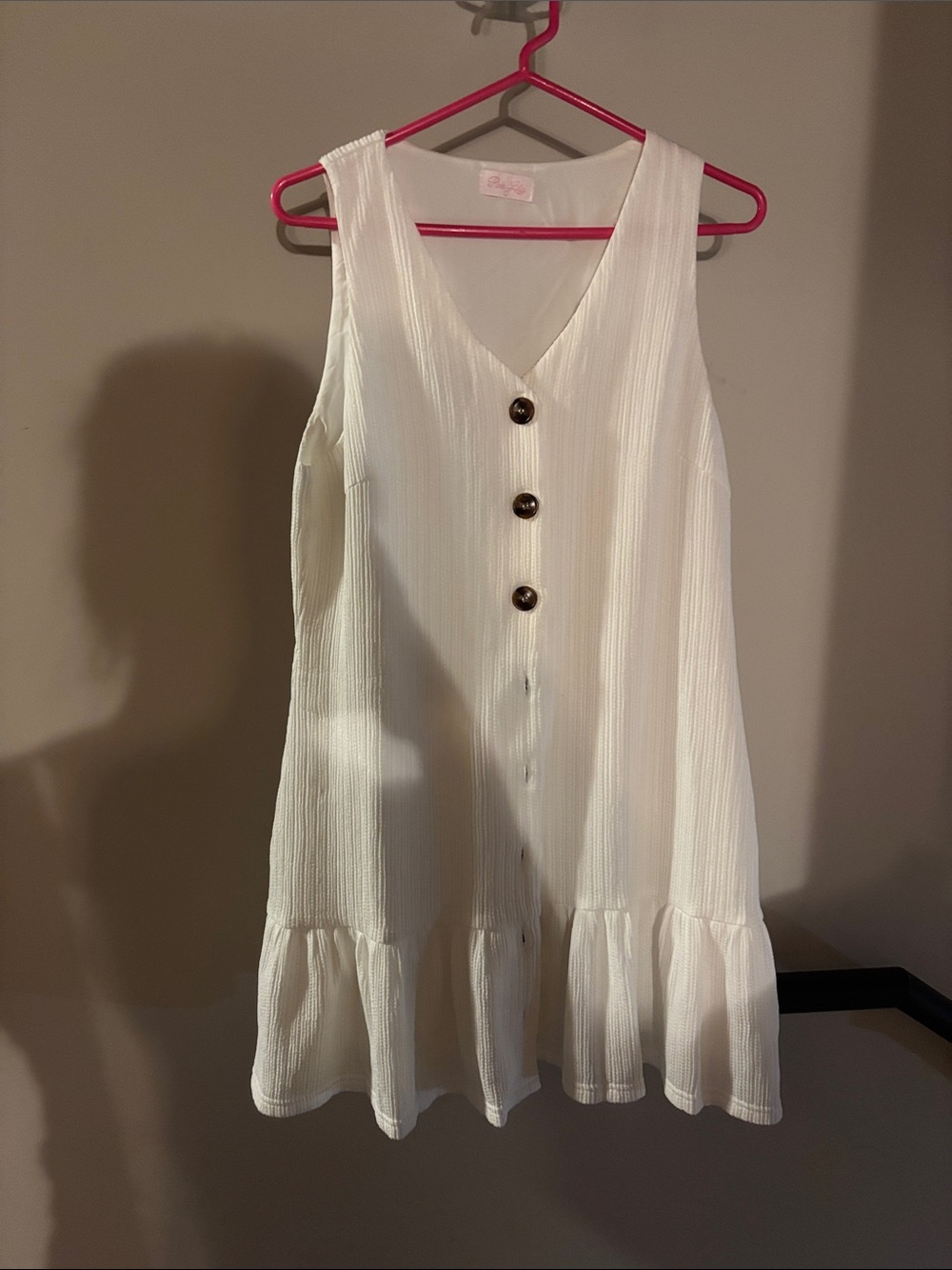 Pink Lily White Sleeveless Button-Front Mini Dress